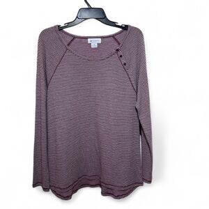 Liz Claiborne Burgundy Striped top size XL